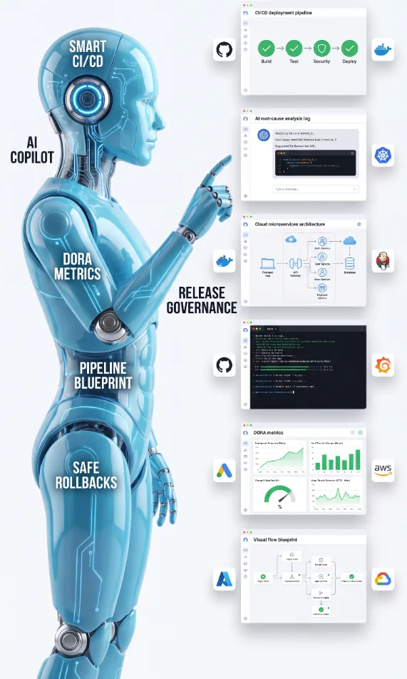 DevOps Agent - Smart CI/CD, AI Copilot, DORA Metrics, Release Governance, Safe Rollbacks