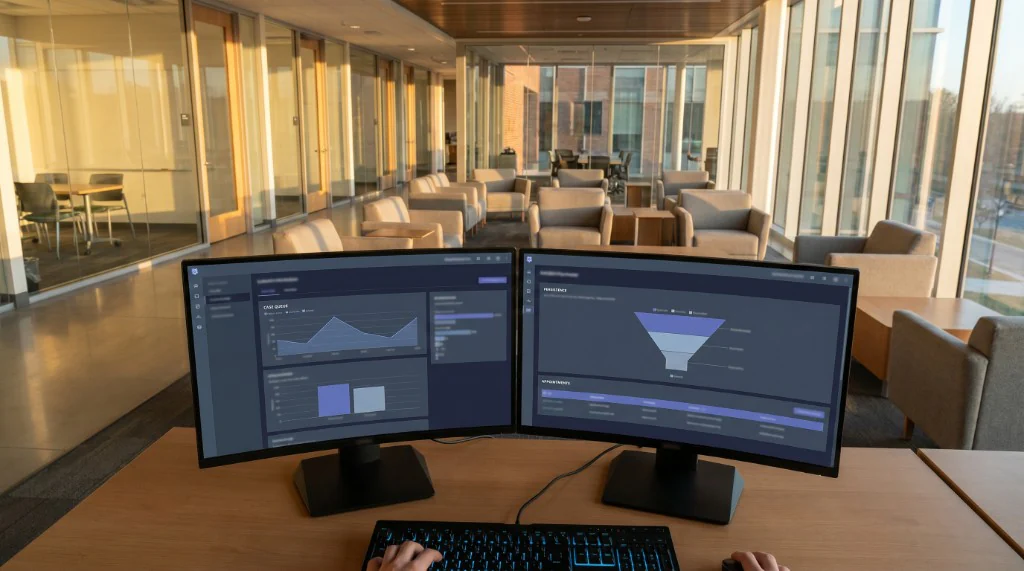 Advising teams using student success software in a campus success center