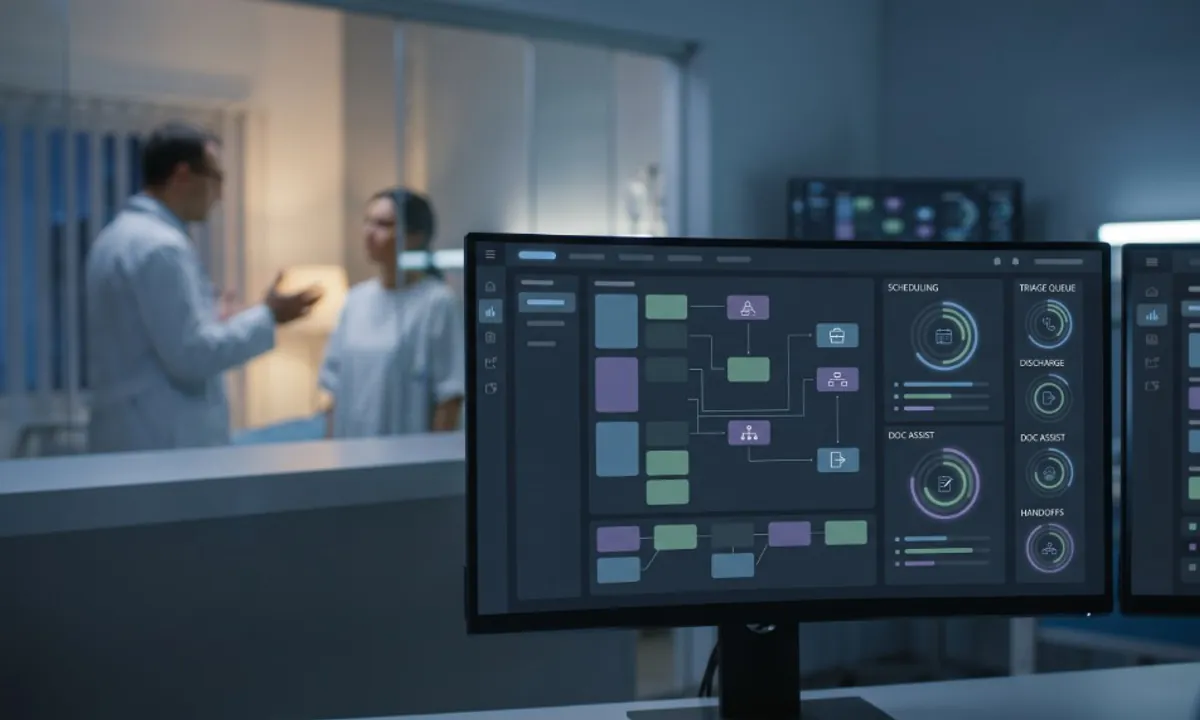 Unified clinical operations view combining queues, schedules, and patient interaction signals