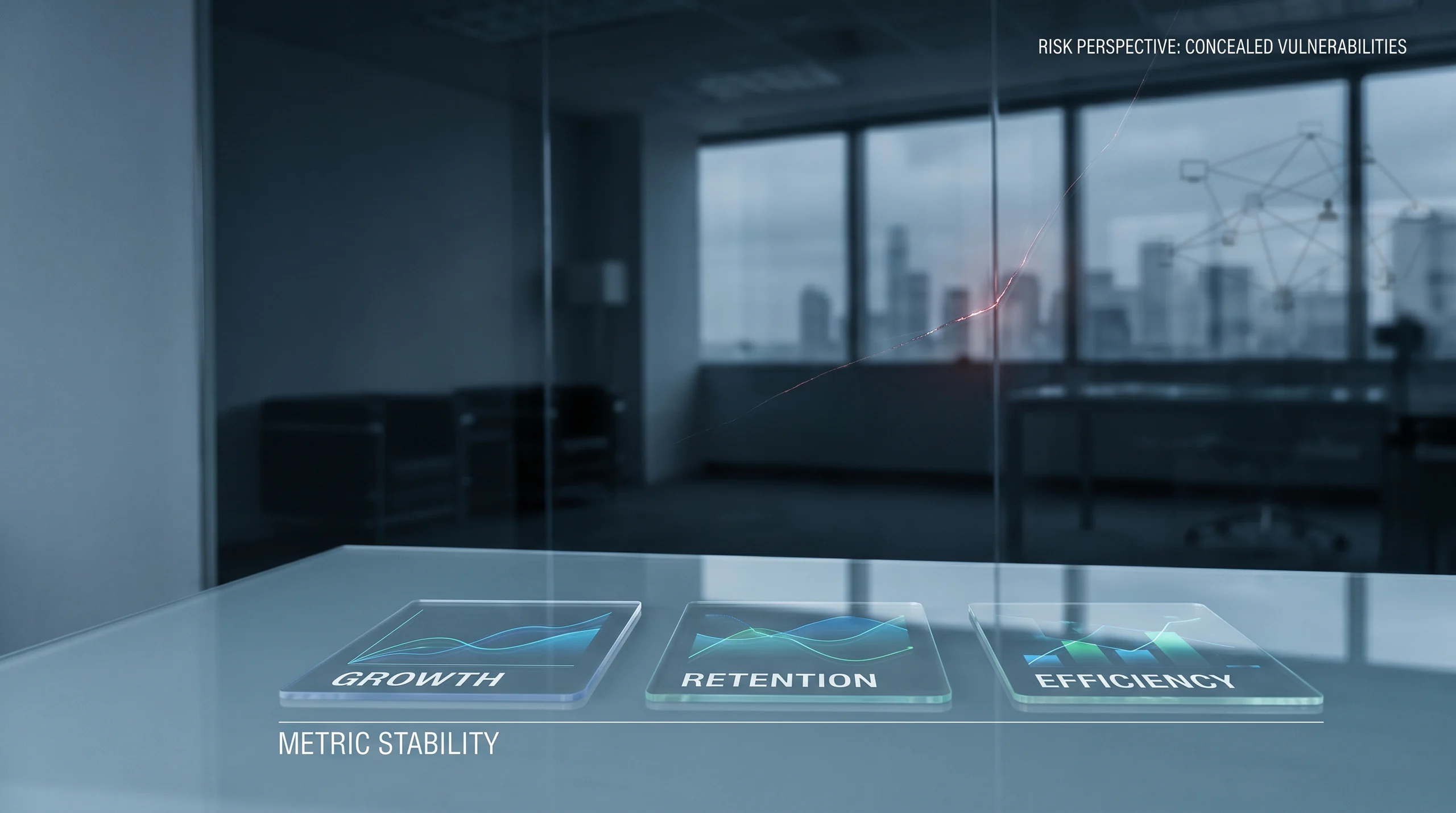 Abstract view of hidden supply chain risk versus surface KPIs