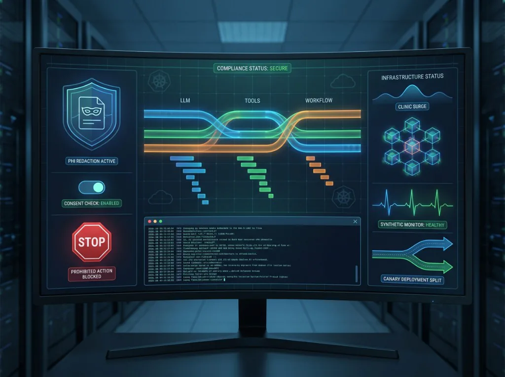 Healthcare guardrails and observability mockup